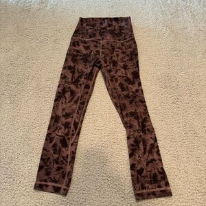 Lululemon Align Crop 21 inch Mini Dusk Floral Antique Bark Black Size 2